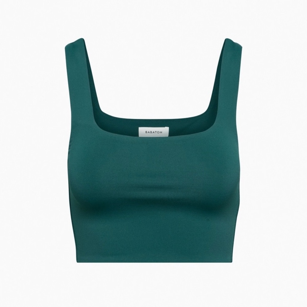 Aritzia Babaton Contour Teal Square Neck Crop Top